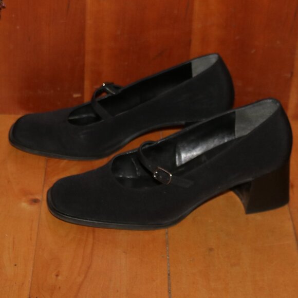 Bandolino Black Fabric MaryJane Square Toe Block Heel Shoes Sz 7 - Picture 4 of 8